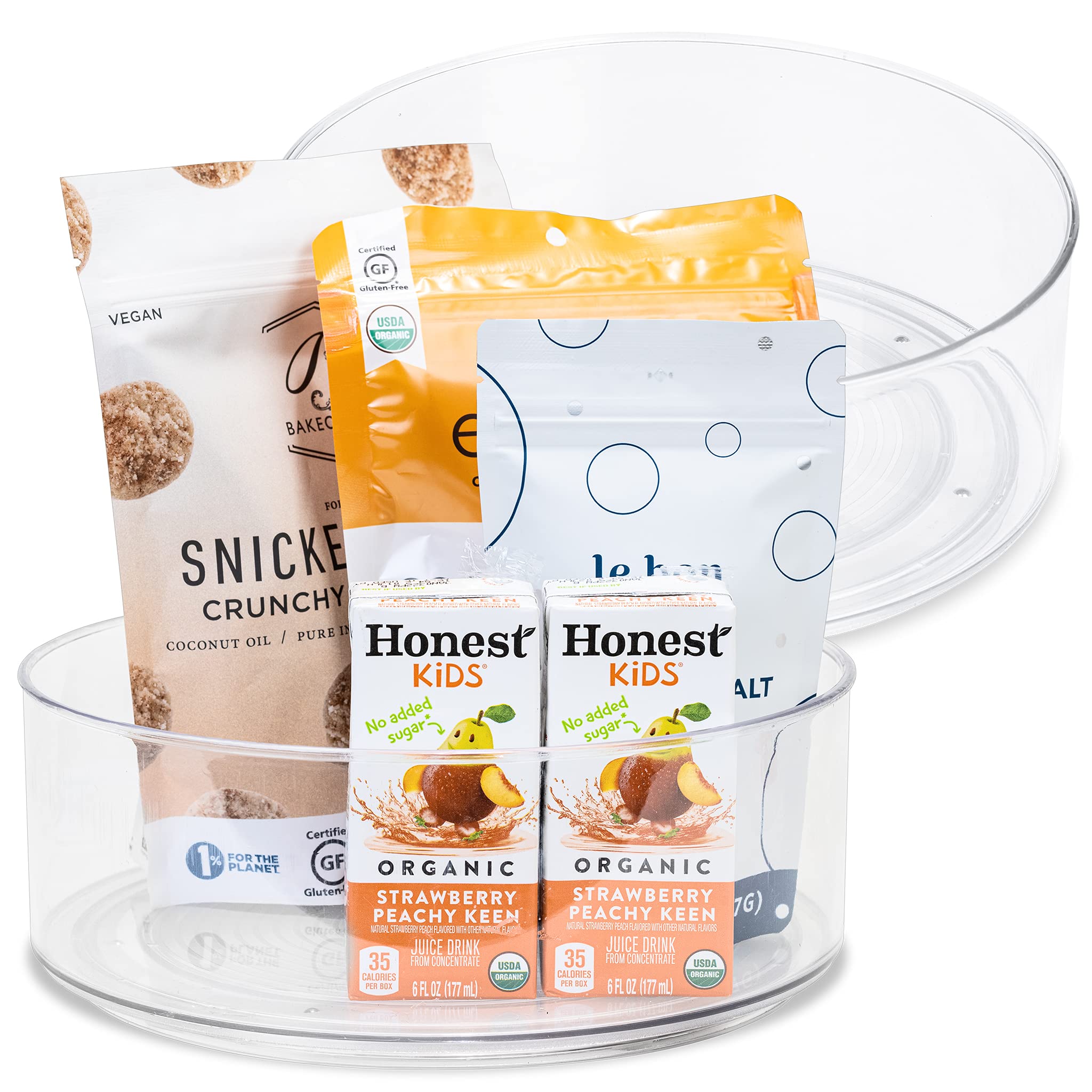 Smart DesignSet of 2 Turntable Lazy Susan Spinning Organizer - 9 inch - BPA Free Plastic Resin - Fridge, Freezer, Cabinet, Food, Spices, Pantry - Kitchen - Clear