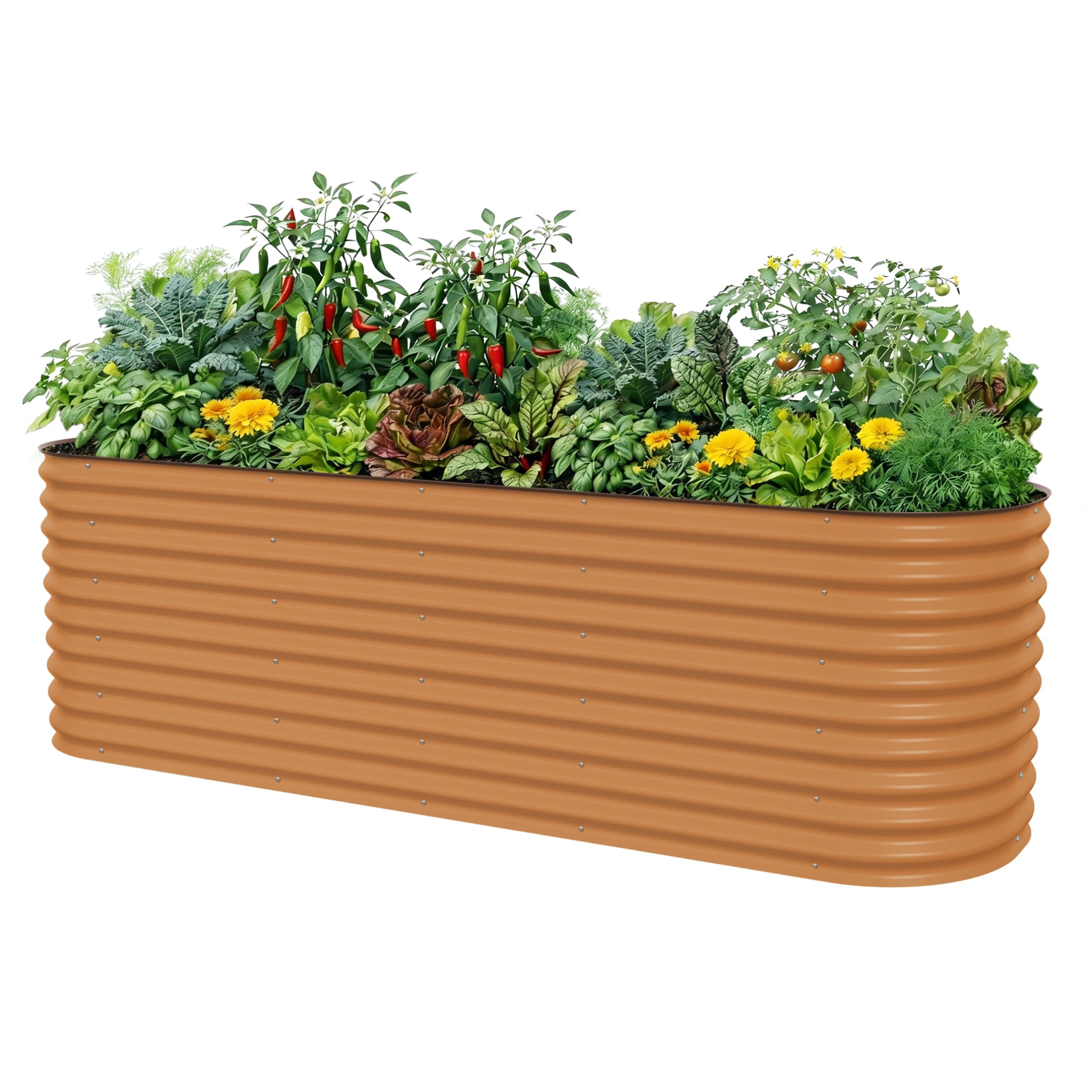 32" Extra Tall Raised Garden Bed Kits, 4 x 8 x 2.7ft Raised Planter Box Outdoor, 2.5 x 9.5 x 2.7ft Deep Root 10 in 1 Modular Metal Raised Beds for Gardening Vegetables Flowers Fruits - Terra Cotta