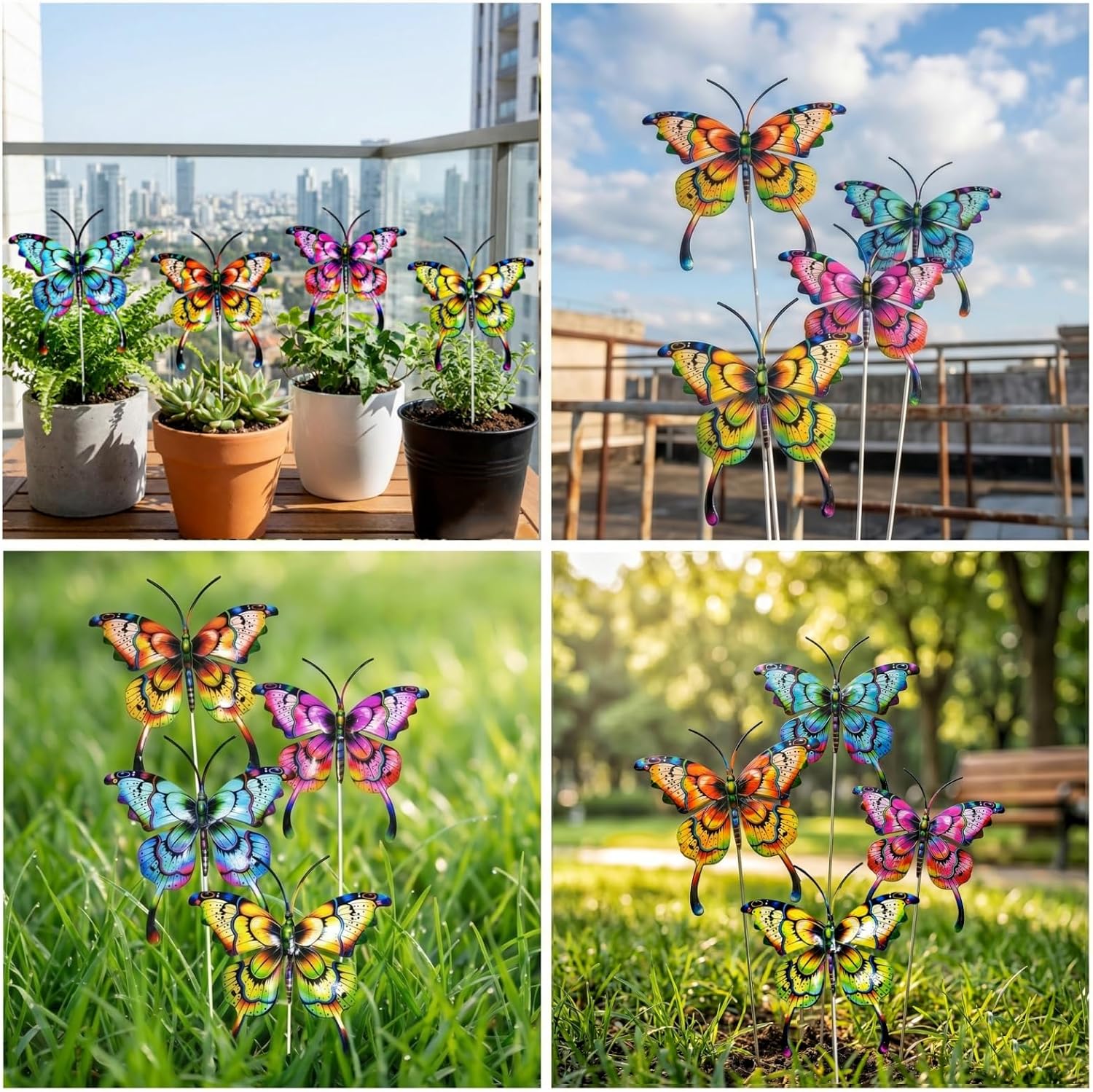 Metal Butterfly Garden Stakes - 4 Pack Outdoor Yard Art Spring image 4