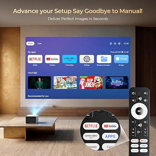 Vista 2 de [850ANSI/Aplicaciones integradas] Mini proyector portátil con WiFi y Bluetooth, proyector de cine Kogata para exteriores, enfoque eléctrico/Keystone