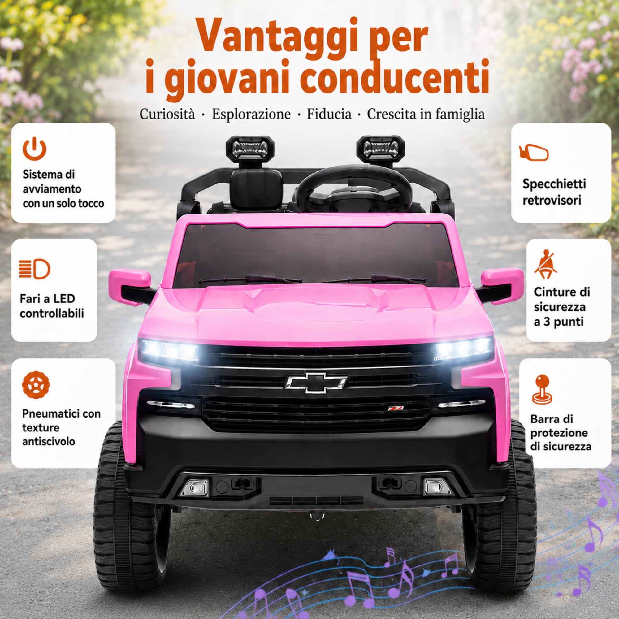 Chevrolet Silverado ZR2 24V Maxi Fuoristrada 2 Posti Auto Macchina Elettrica per Bambini Telecomando Luci a Led Bluetooth Ammortizzatori Carico Massimo 60 Kg (Rosa)