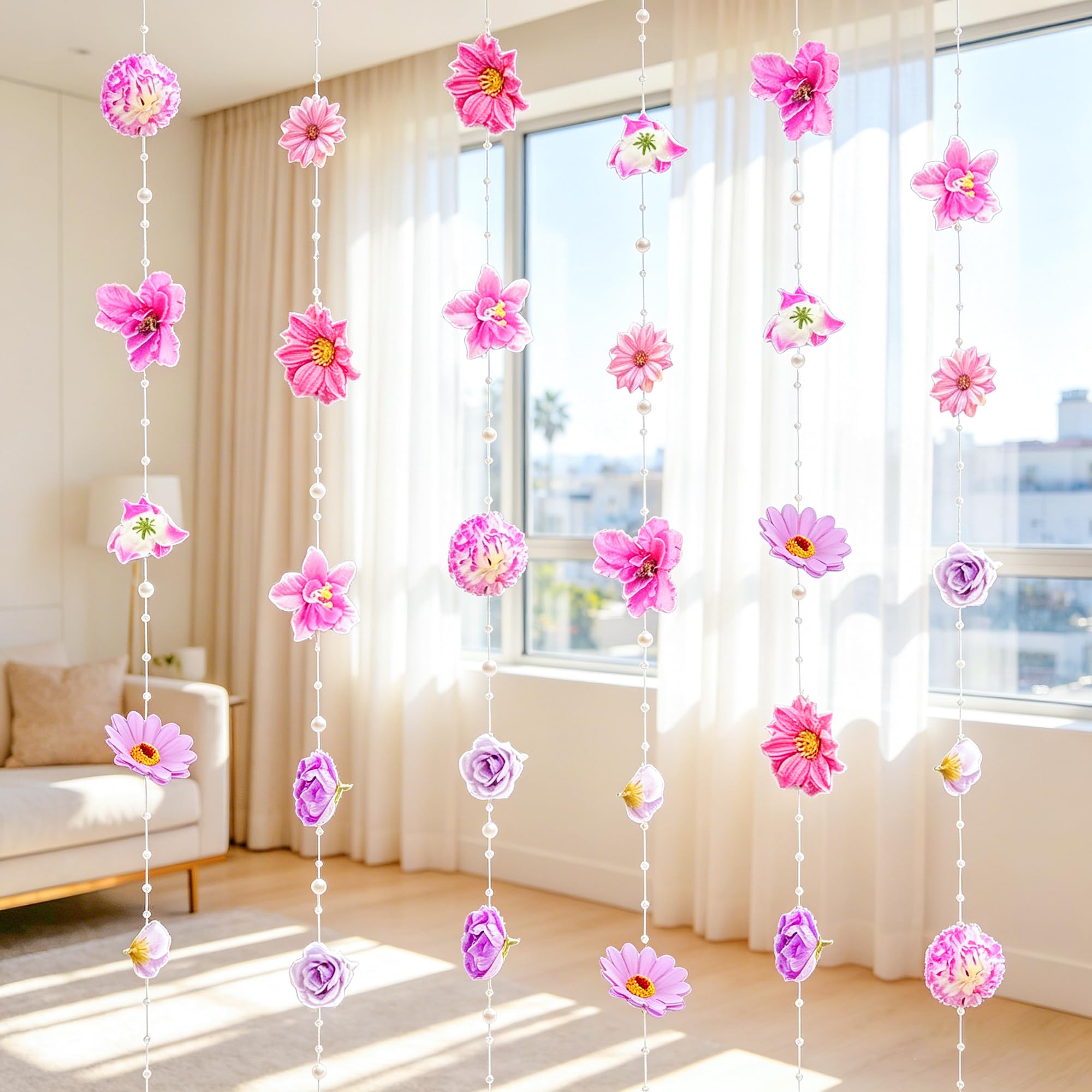 4.27 ft Flower Garlands Hanging Artificial Wildflower Decor