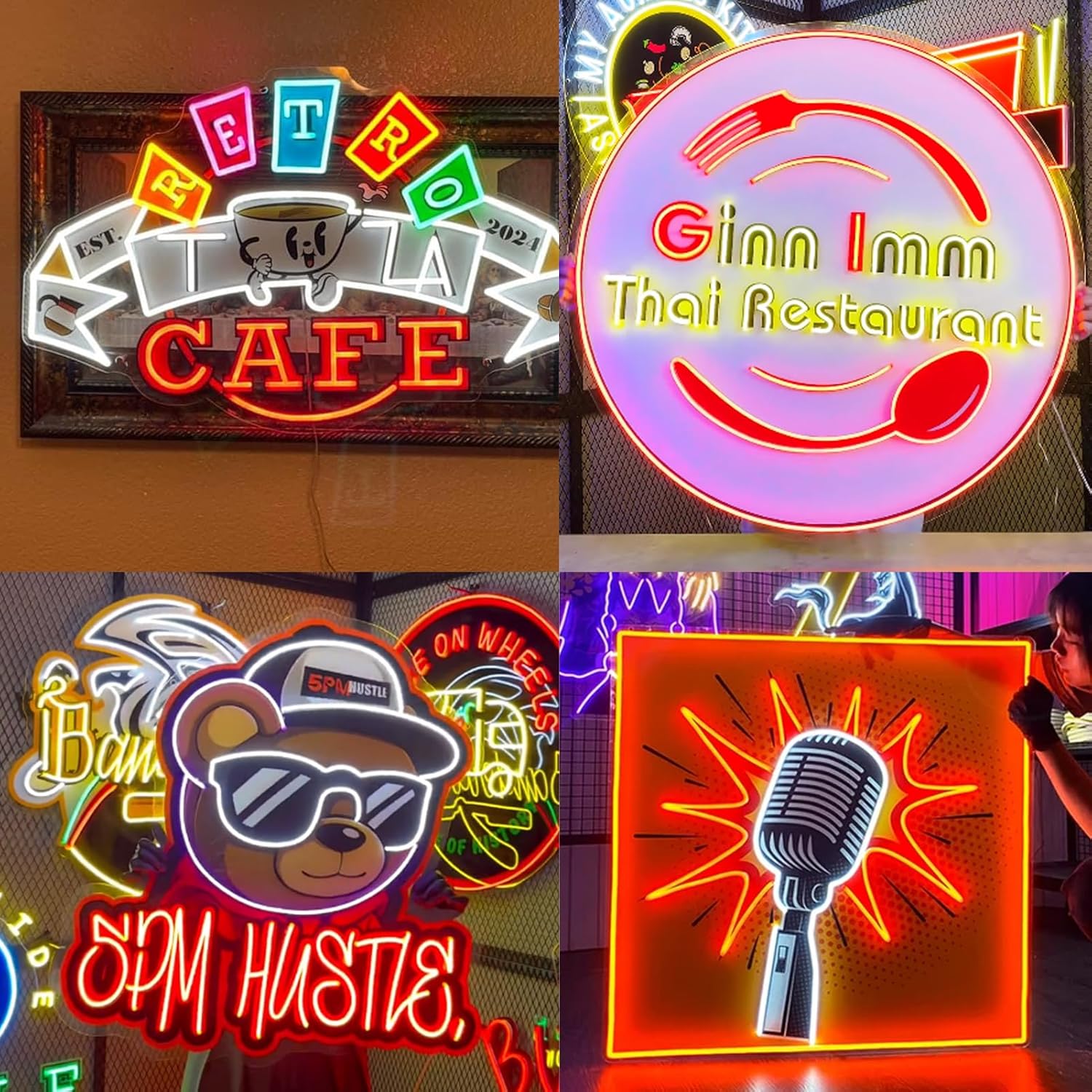 Custom Neon Sign Logo, Personalized LED Shop Name Logo Signs for Business Wall, Hanging Neon Lights Customizable Upload Picture UV Printed for Home Bar Nail Hair Office Room Decor, Size 10-60in Large - Image 7