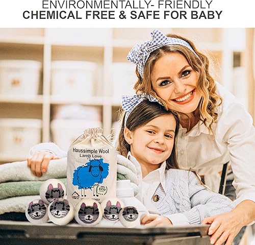 Miniatura 2 de Bolas secadoras de lana de fieltro orgánico, paquete de 6 suavizantes de tela para lavandería, extra grandes, reutilizables, hechas a mano, lana de