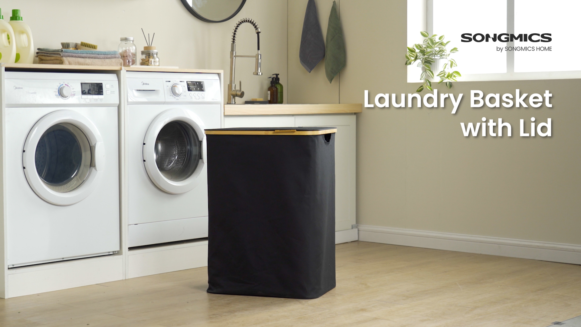 Amazon.com: SONGMICS Laundry Hamper with Lid, 2-Section Large