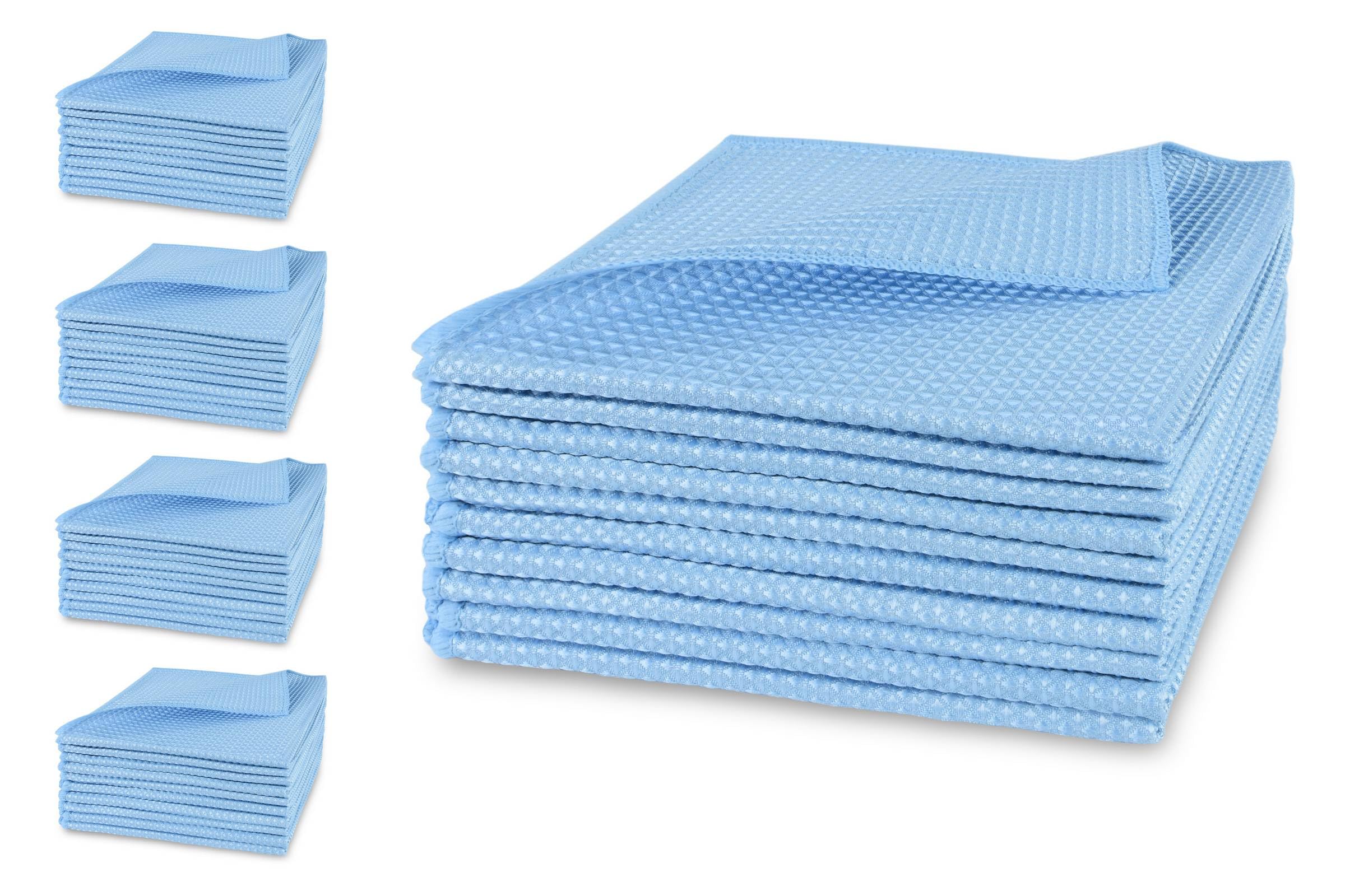 Hypafol Mikrofasertücher 50 Stück à 40x40 cm I Waffeltücher mit Randeinfassung zum Trocknen & Polieren I Saugstark & weich I Putzlappen zur streifenfreien Reinigung von Küche, Bad, Auto & Co.