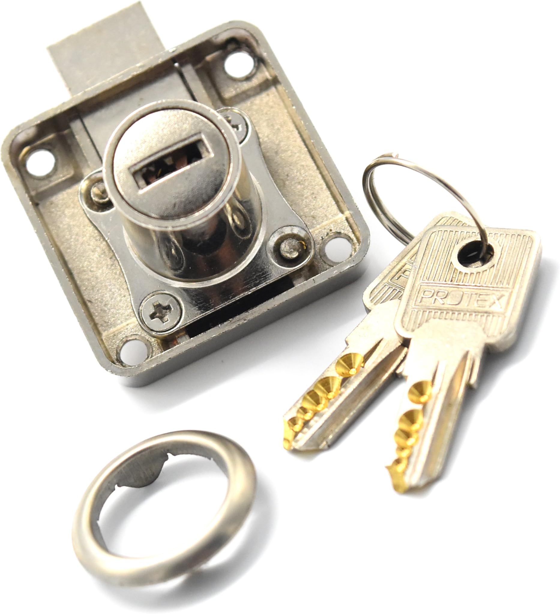 Drawer Lock for Gym Locker, School Cabinet, Bookcase, Mailbox, Cupboard, with 2 Brass Keys, Key Different