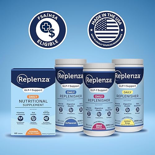 Miniatura 8 de Replenza Daily Replenisher GLP-1 Apoyo nutricional, polvo, recuperación muscular, salud digestiva y elasticidad de la piel, mezcla de aminoácidos,