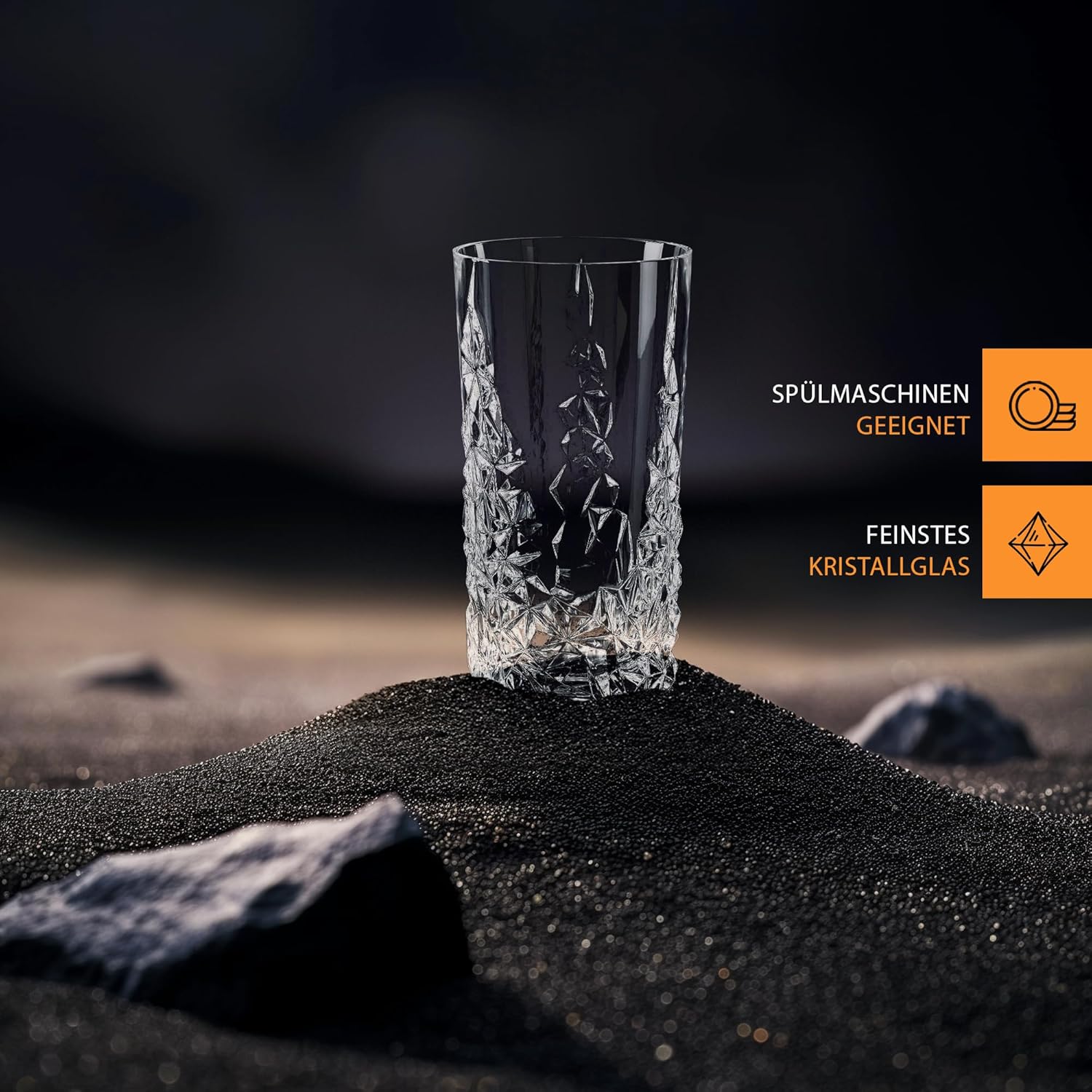 Nachtmann Sculpture 14 oz Long Drink Glasses – Set of 4 Lead-Free Crystal Drinkware, Stylish Design for Cocktails & Beverages, Elegant Stemware for Dining, Entertaining, Parties & Special Occasions