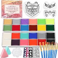Vista 1 de Face Painting Kit For Adult Party,22 Colors Face Paint Kit Includes Paint Tray,Sponges,Brushes and Stencils,Professional Face Painting Kit Non Toxic