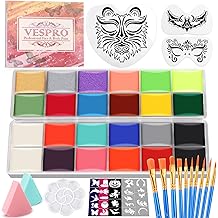 Face Painting Kit For Kids Party,22 Colors Face Paint Kit Includes Paint Tray,Sponges,Brushes and Stencils,Professional Face Painting Kit Non Toxic for Kids and Adults Halloween Makeup