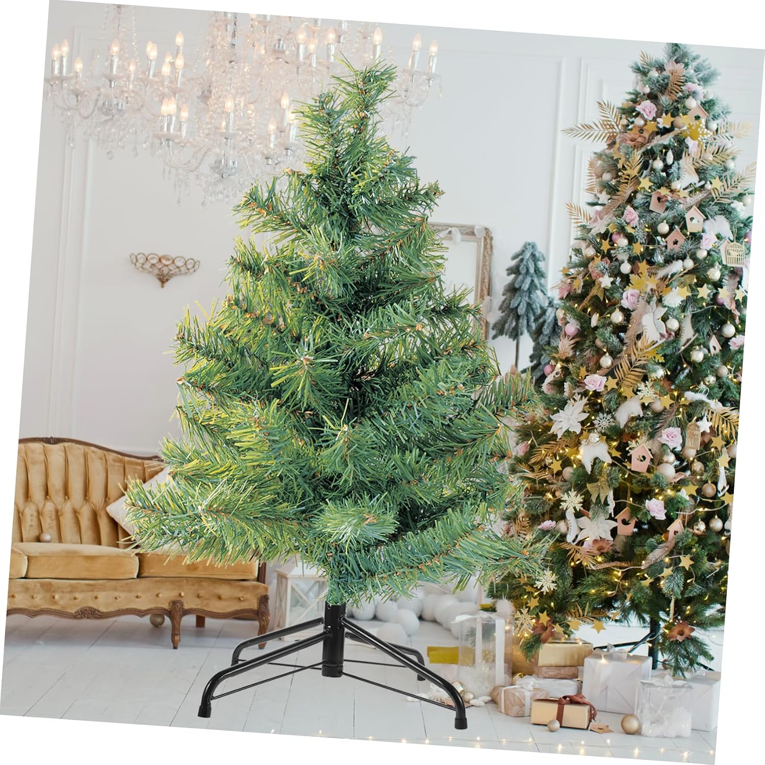 Toyvian Stylish Metal Christmas Tree Stand for Artificial Trees Iron Support Base with Elegant Design Easy Installation for Garden and Decorations Height