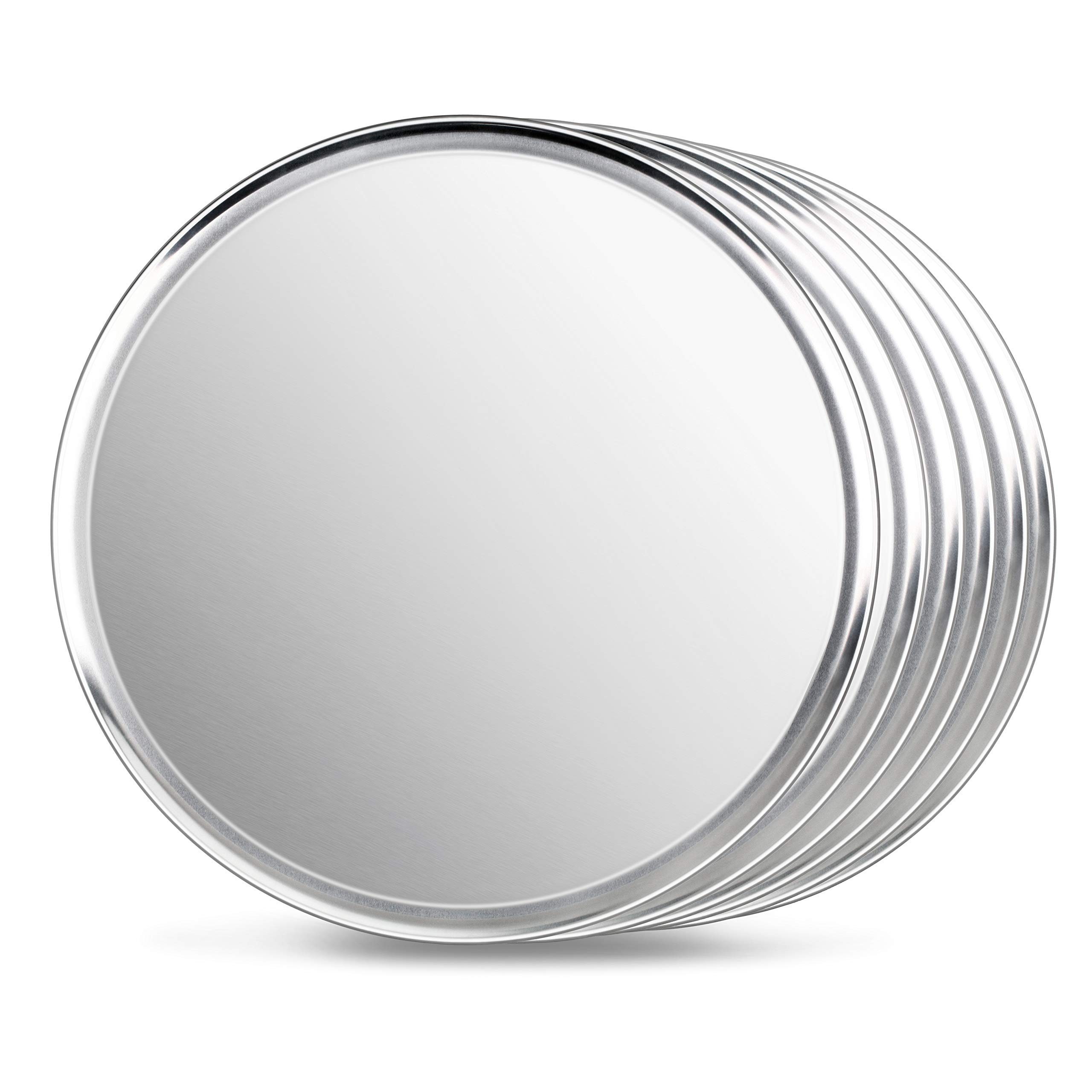 New Star Foodservice Silver 50912 Pizza Pan/Tray, Wide Rim, Aluminum, 18 Inch, Pack Of 6