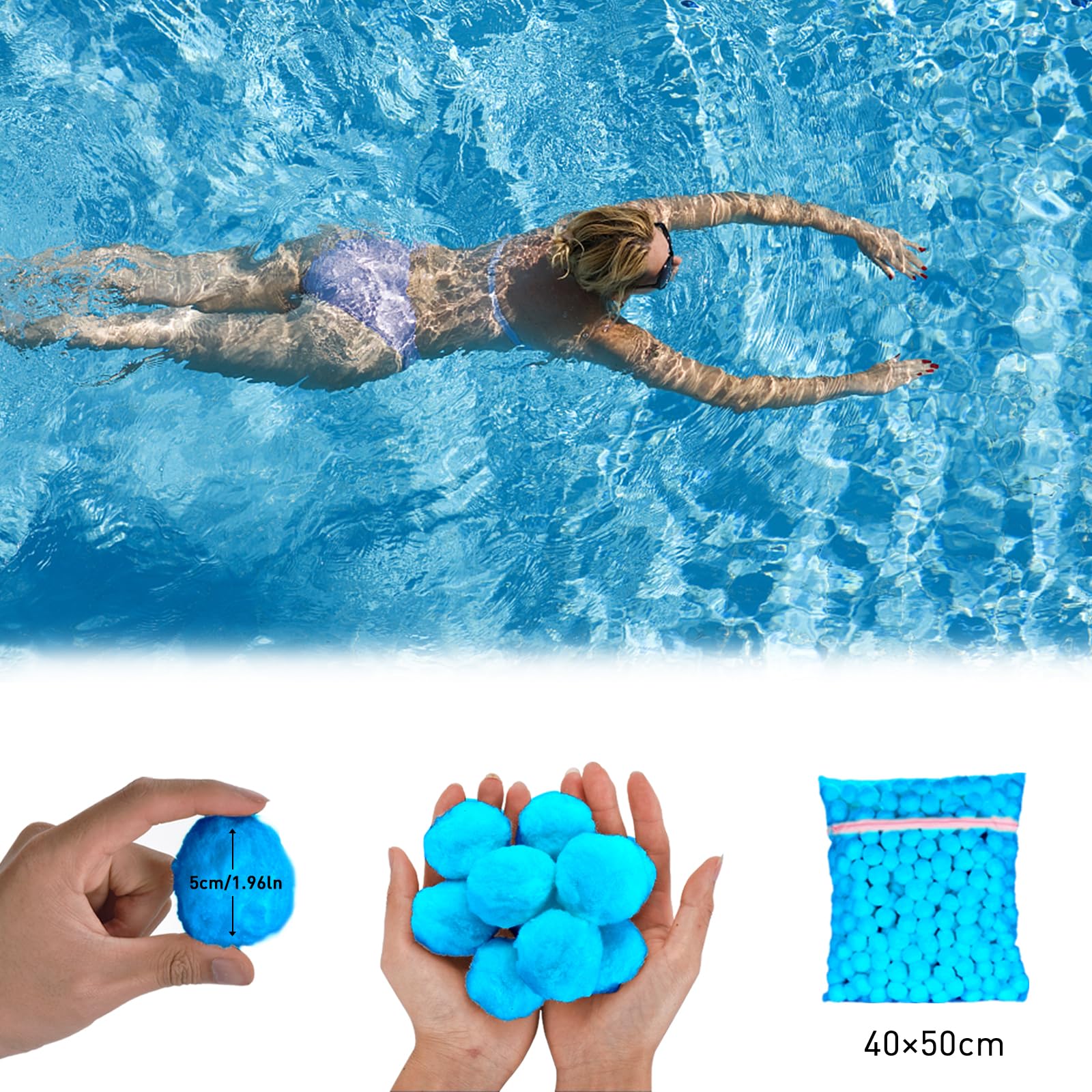 Redcoutt Sfere filtranti per filtro a sabbia da 1,4 kg, riutilizzabili ed ecologici, per pompa filtro a sabbia, sostituiscono la sabbia del filtro per piscina e durano per diverse stagioni.