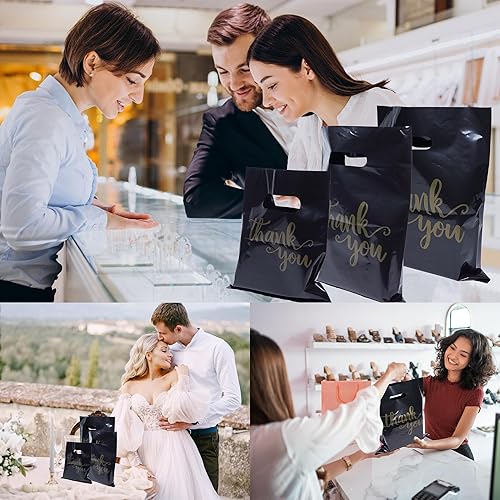 Miniatura 6 de 200 bolsas de compras de agradecimiento para pequeñas empresas con asas, 3 tamaños de ilusión de 13.8 x 9.8 pulgadas, 11.8 x 7.9 pulgadas, 7.9 x 5.9