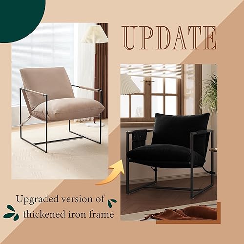 Miniatura 8 de Sling - Silla decorativa para sala de estar, sillón moderno con marco de metal de mediados de siglo para sala de lectura, silla de dormitorio con