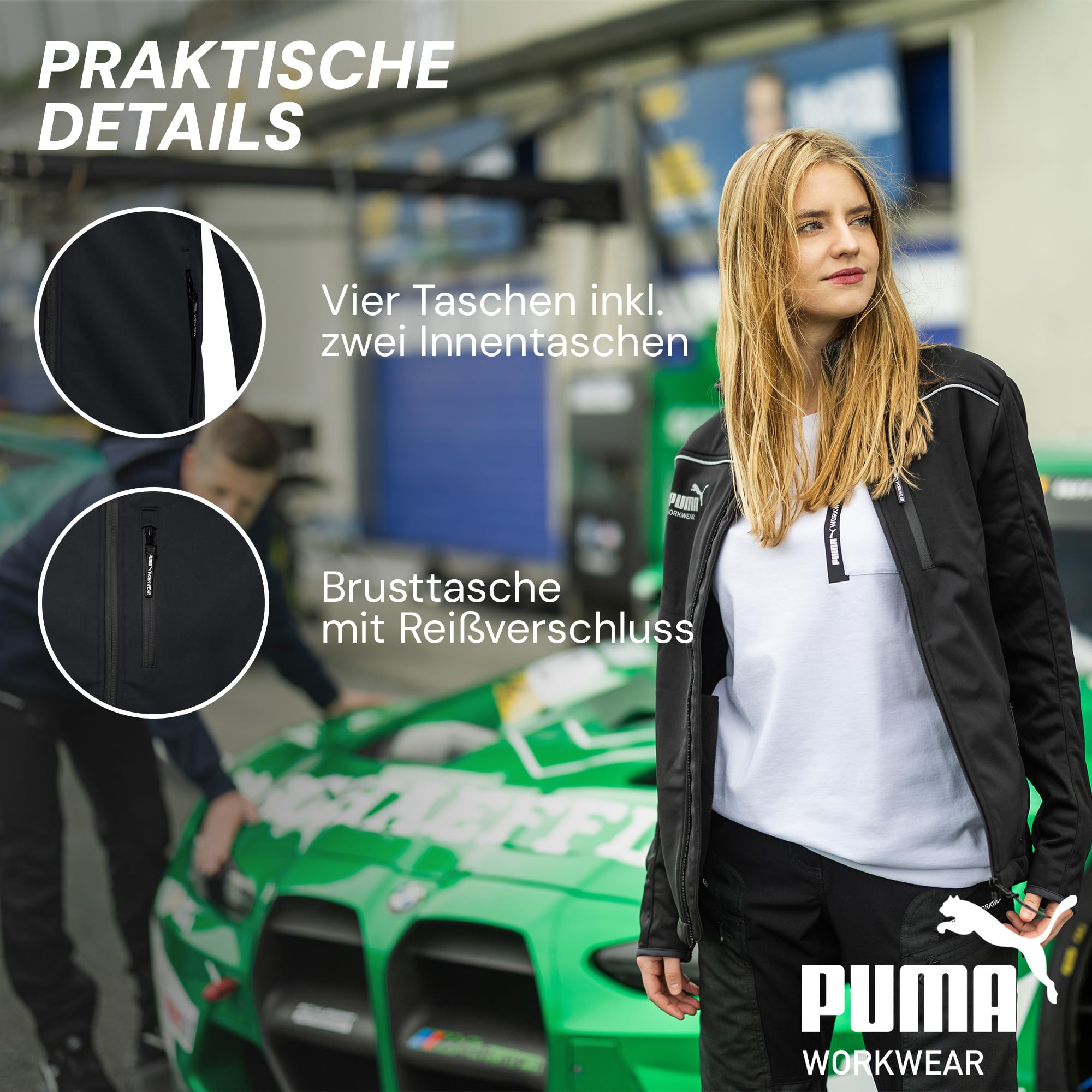 PUMA Workwear Jacke Herren aus Drei-Lagen-Softshellgewebe - Wasserabweisend und Winddicht - Slim Fit - Softshelljacke Arbeitsjacke für Handwerk, Produktion Logistik und Baugewerbe