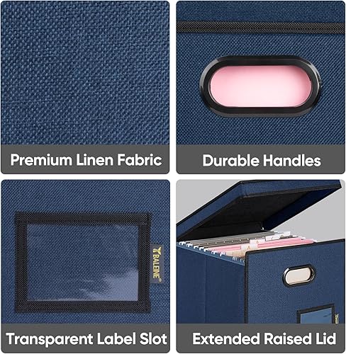 Miniatura 246 de BALEINE - Caja organizadora de archivos con tapa, organizador de carpetas plegable con riel de plástico, caja para carpetas colgantes para Gris