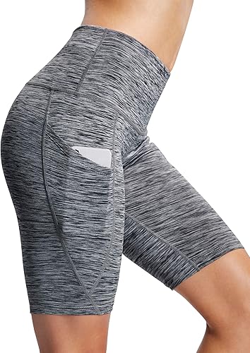 Miniatura 2 de NELEUS Pantalones cortos de yoga de cintura alta para mujer, control de abdomen, pantalones cortos de compresión con bolsillo