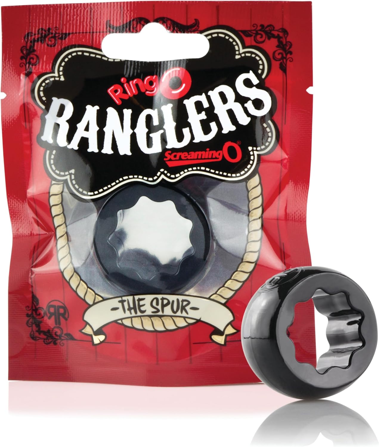 Screaming O Cock Ring for Couples, Stretchy Ranglers Cannonball, Black, 1ct | Weighted pleasure ring for couples; body-safe SEBS, grip balls, firm fit, reusable
