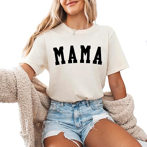 Miniatura 6 de Verita Culture Mom and Dad Shirts Women Mama Letter Printed T-Shirt Mama Graphic Tee Casual Short Sleeve Tops Tee White