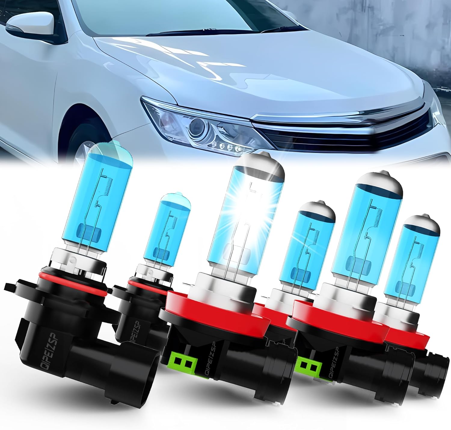 Fit For Toyota Camry 2007-2014 Lights Headlights Bulbs, 9005/HB3/H10 High Beam + H11/H8/H9 Low Beams Halogen Headlight + H11 Fog Light, Pack of 6