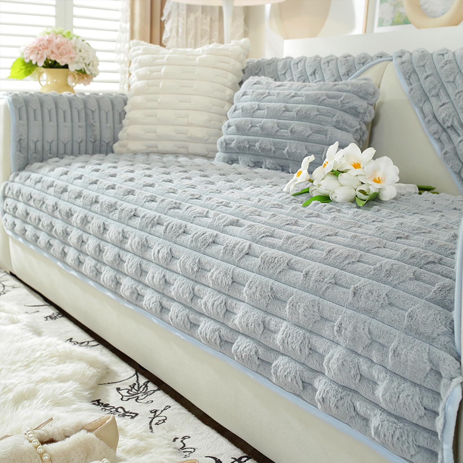 Housse de canapé velours lapin : la solution anti-usure lavable