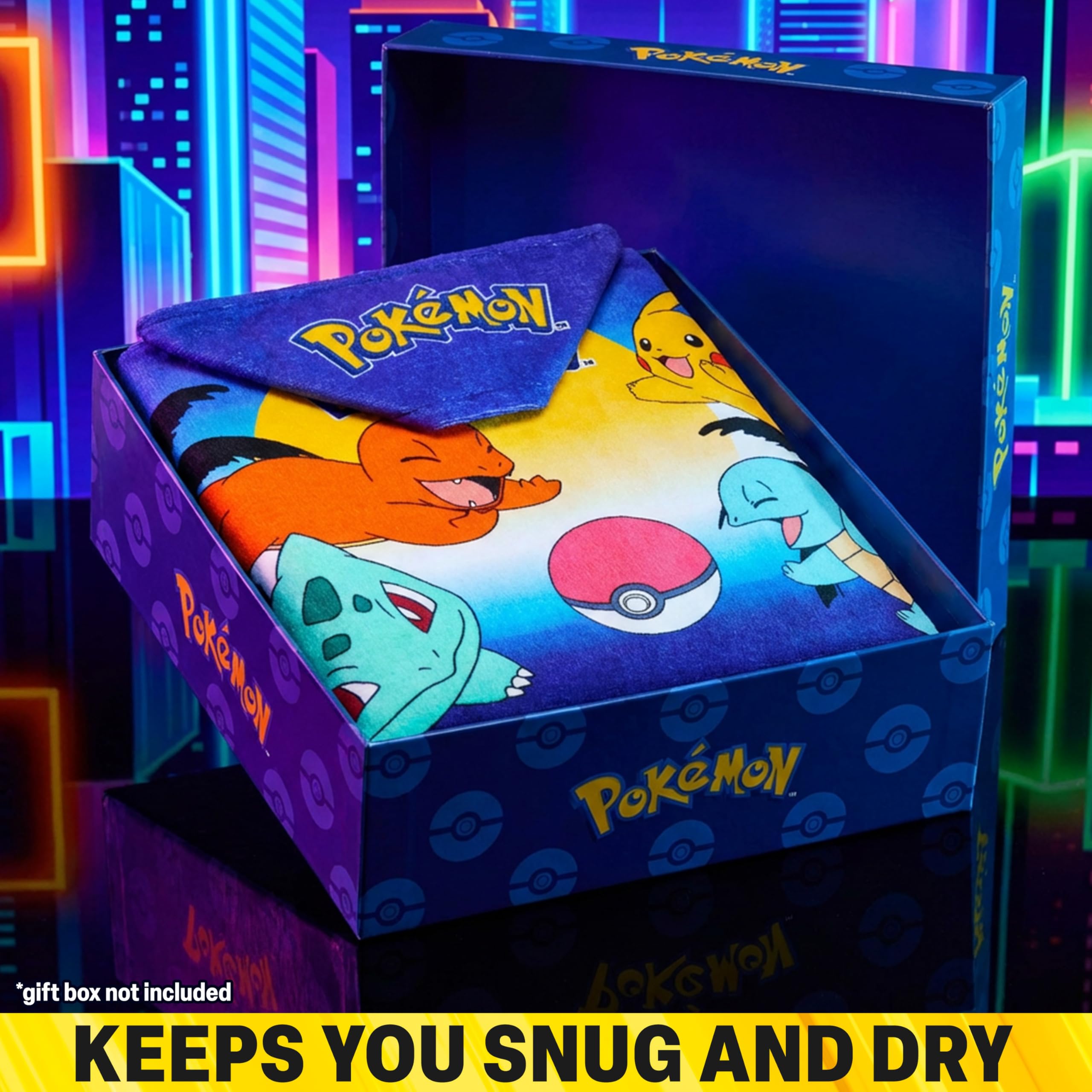 Pokemon Ręczniki z kapturem dla chłopców, bawełniane ponczo kąpielowe, plażowe, miękkie i chłonne, z kapturem, pod prysznic, basen, niezbędne rzeczy w podróży i wakacjach, wiele pokemonów