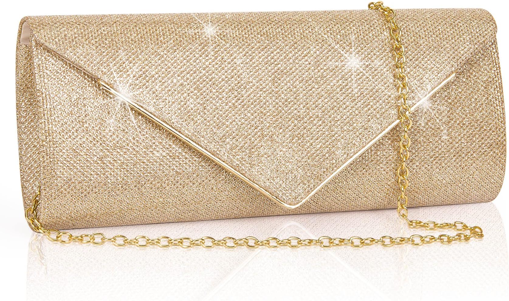 Clutch Purses for Women, Sparkling Envelope Evening Bag with Detachable Chain