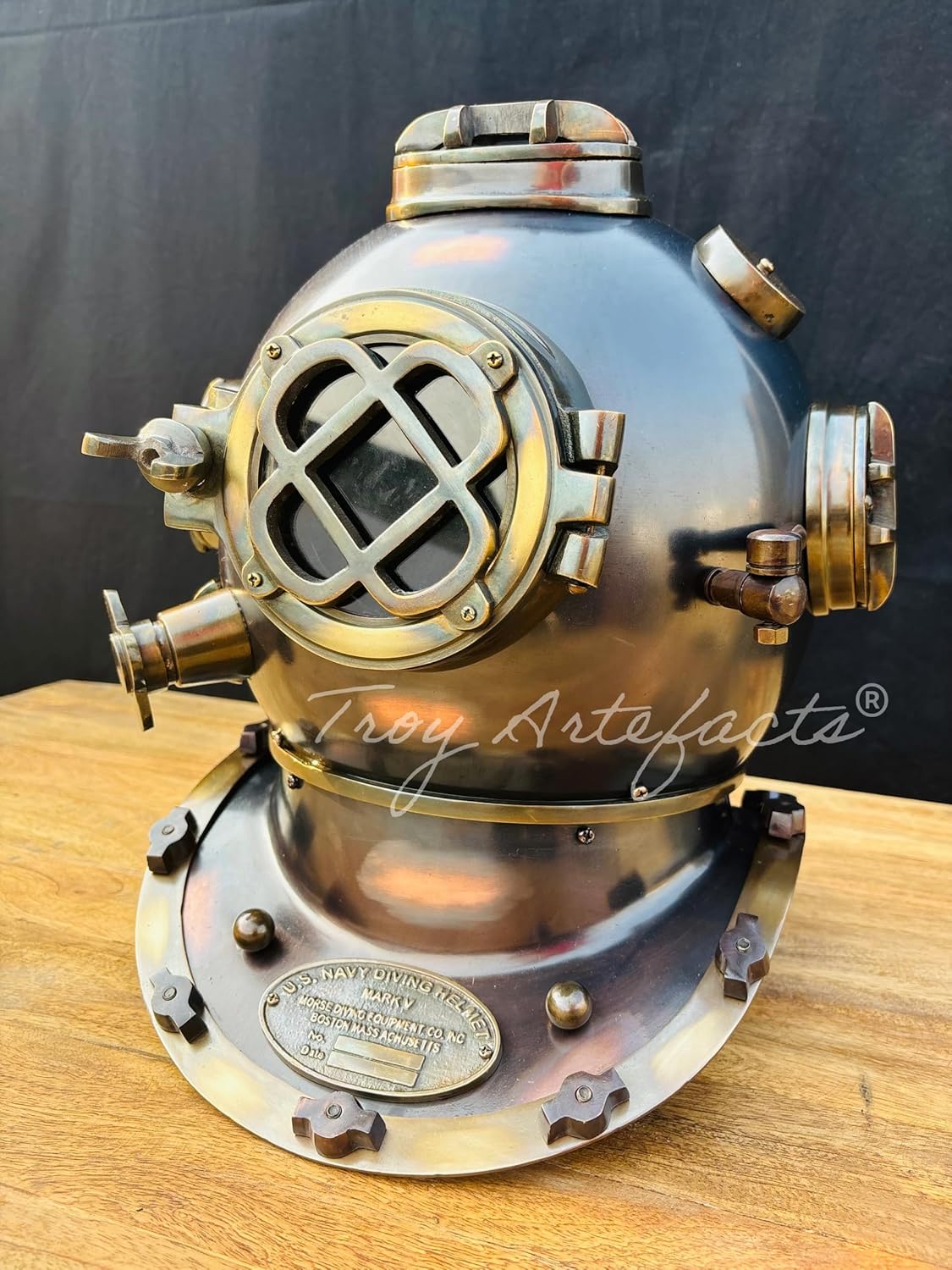 Handmade Vintage Nautical Diving Helmet | 18" Mark V Replica | Solid Brass & Steel | Antique Maritime Decor | Diver Gift for Him | Steampunk Helmet (Diving Helmet)