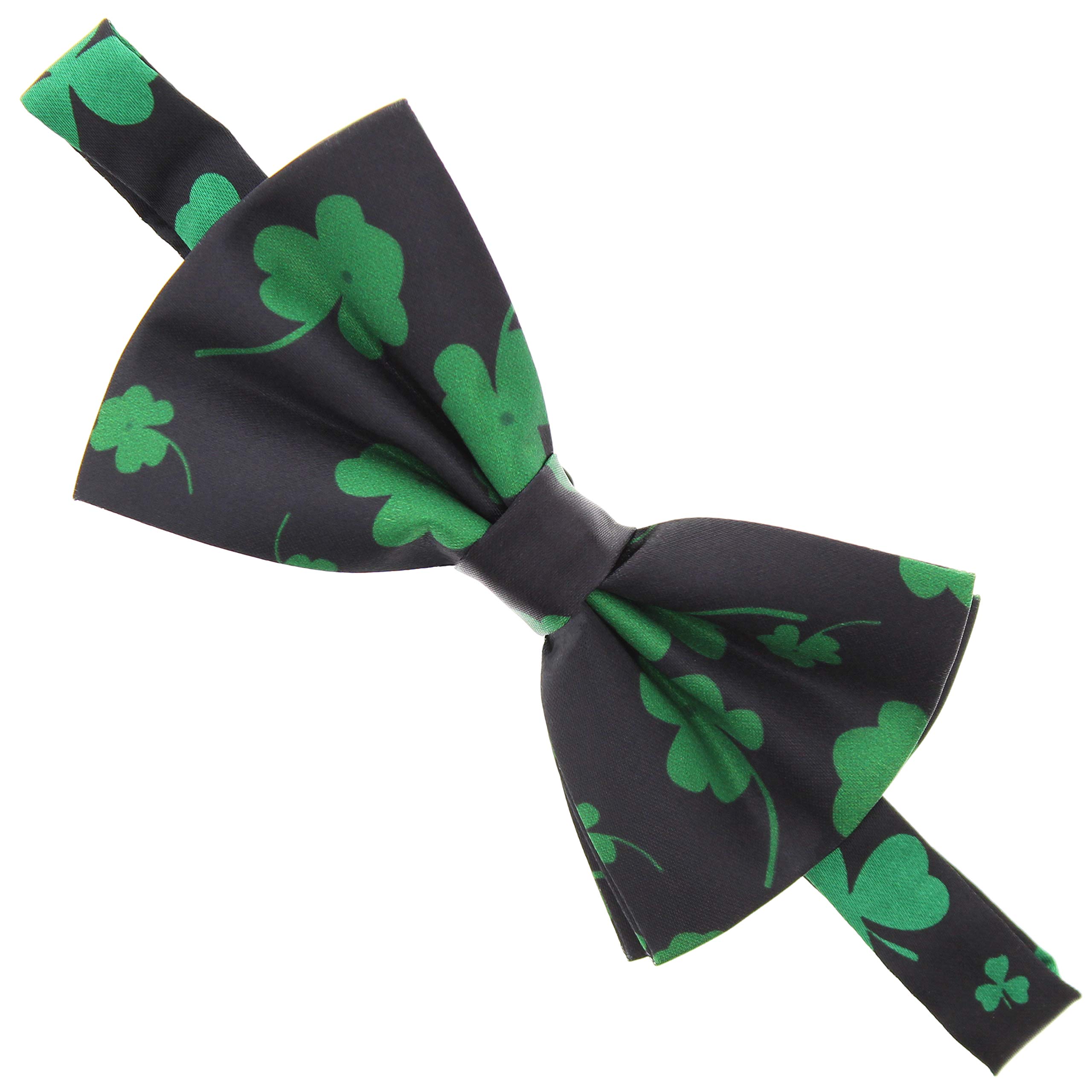 Zac's Alter Ego Unisex Black/ Green Fancy Dress St. Patrick's Day Clover Leaf Bow Tie