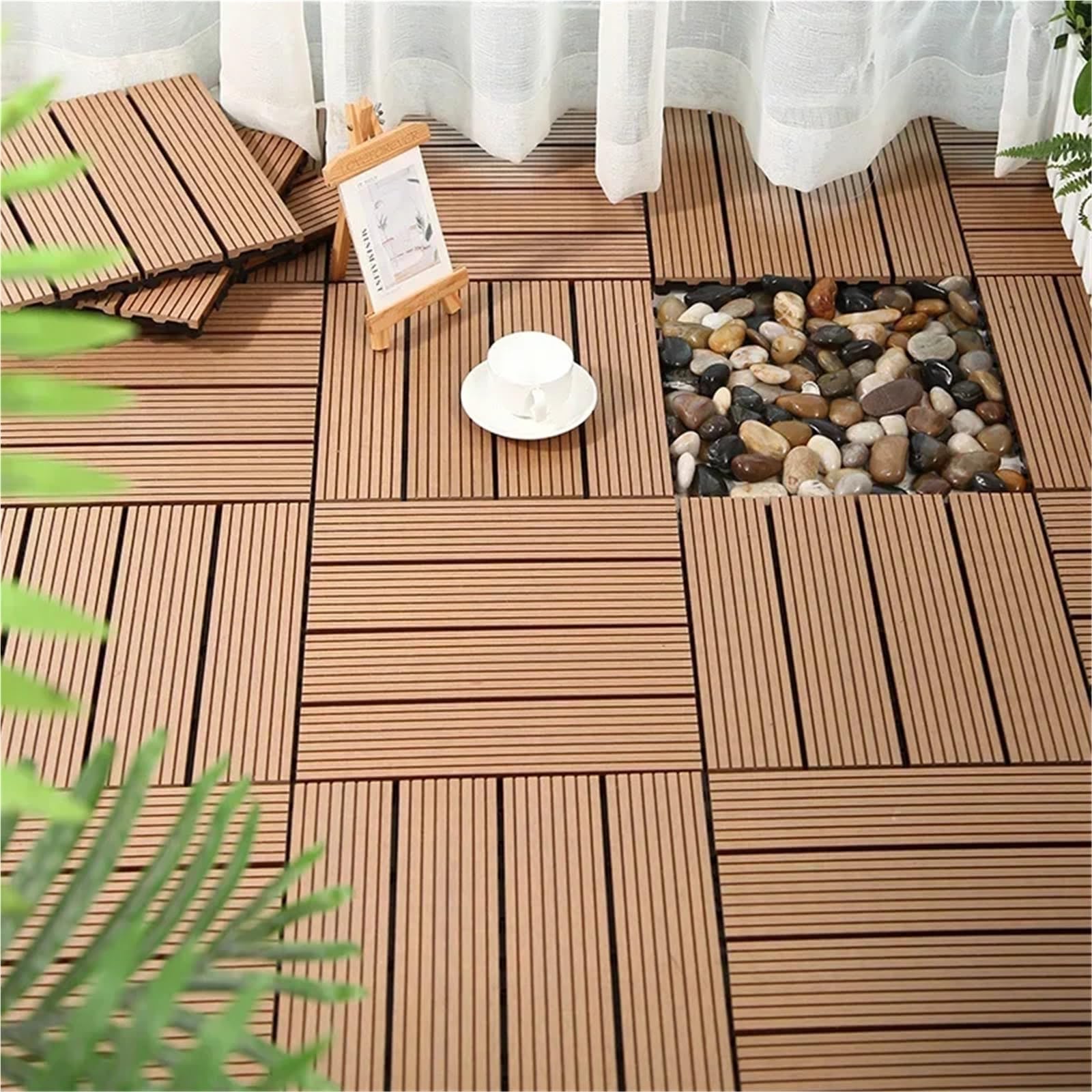 Pavimentazione fai da te in composito impermeabile ad incastro for esterni, giardino, balcone e terrazza Per la pavimentazione esterna(Style4)