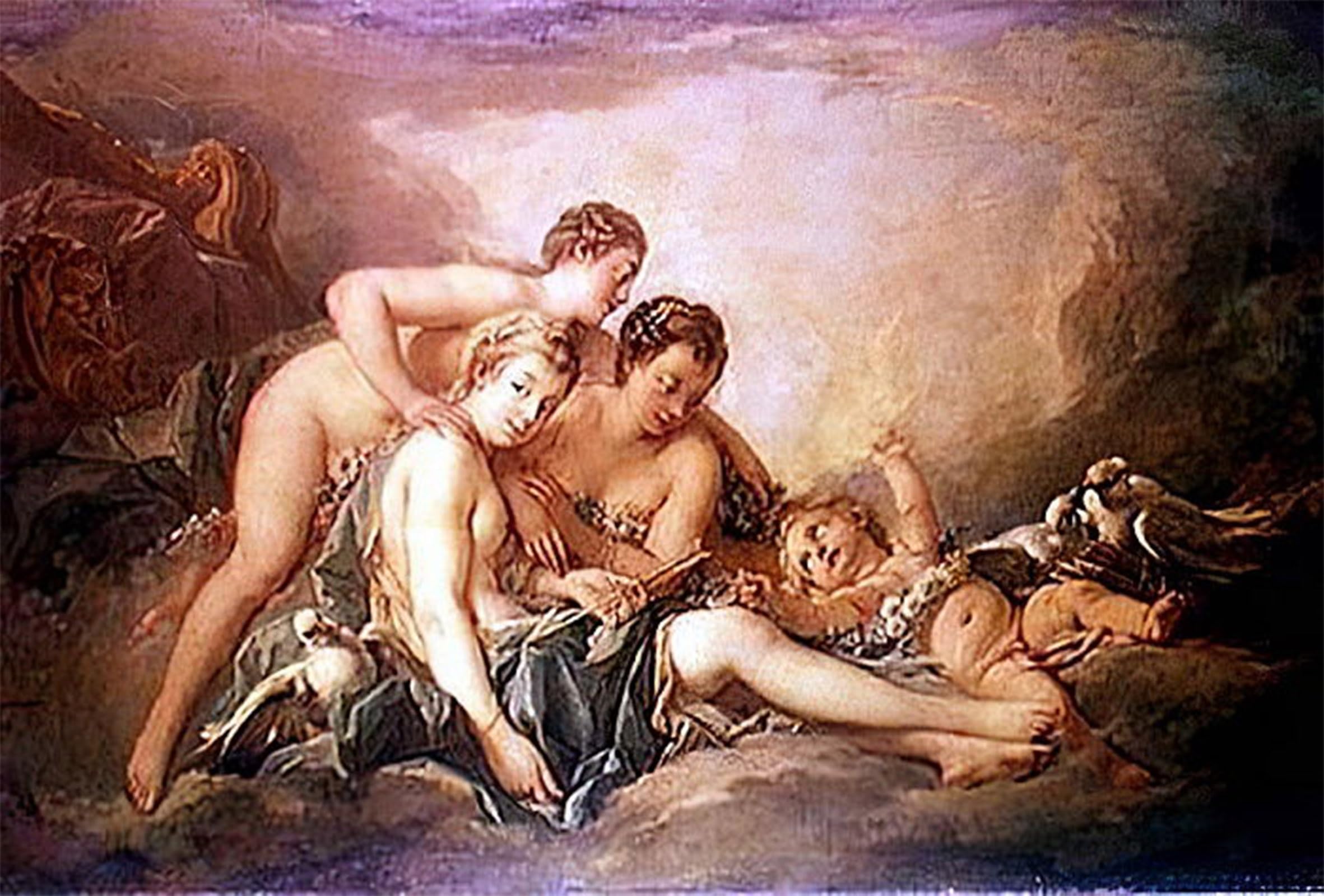 POSTERIIk Vintage Classic Picture Landscape Artwork Venus Disarming Cupid by François Boucher Portrait Canvas Painting for Office Home Decor 60x90cm