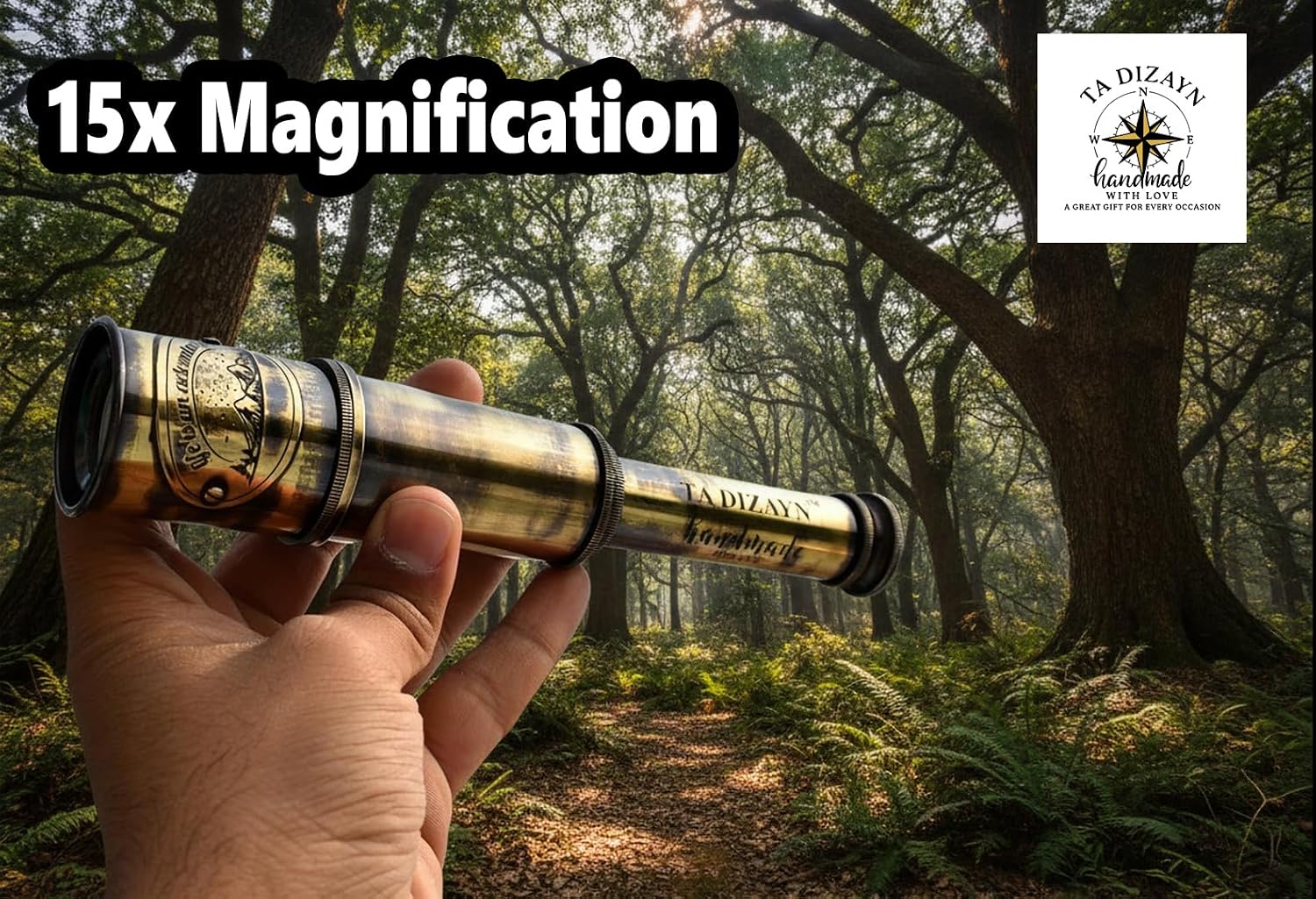 TA DIZAYN Handmade Vintage Brass Telescope, 16 Inch