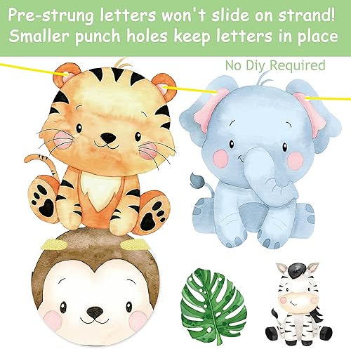 Miniatura 5 de Pancartas de safari en la selva, 2 unidades, animales de safari, fiestas de cumpleaños, decoraciones de guirnalda de fiesta temática para Wild One,