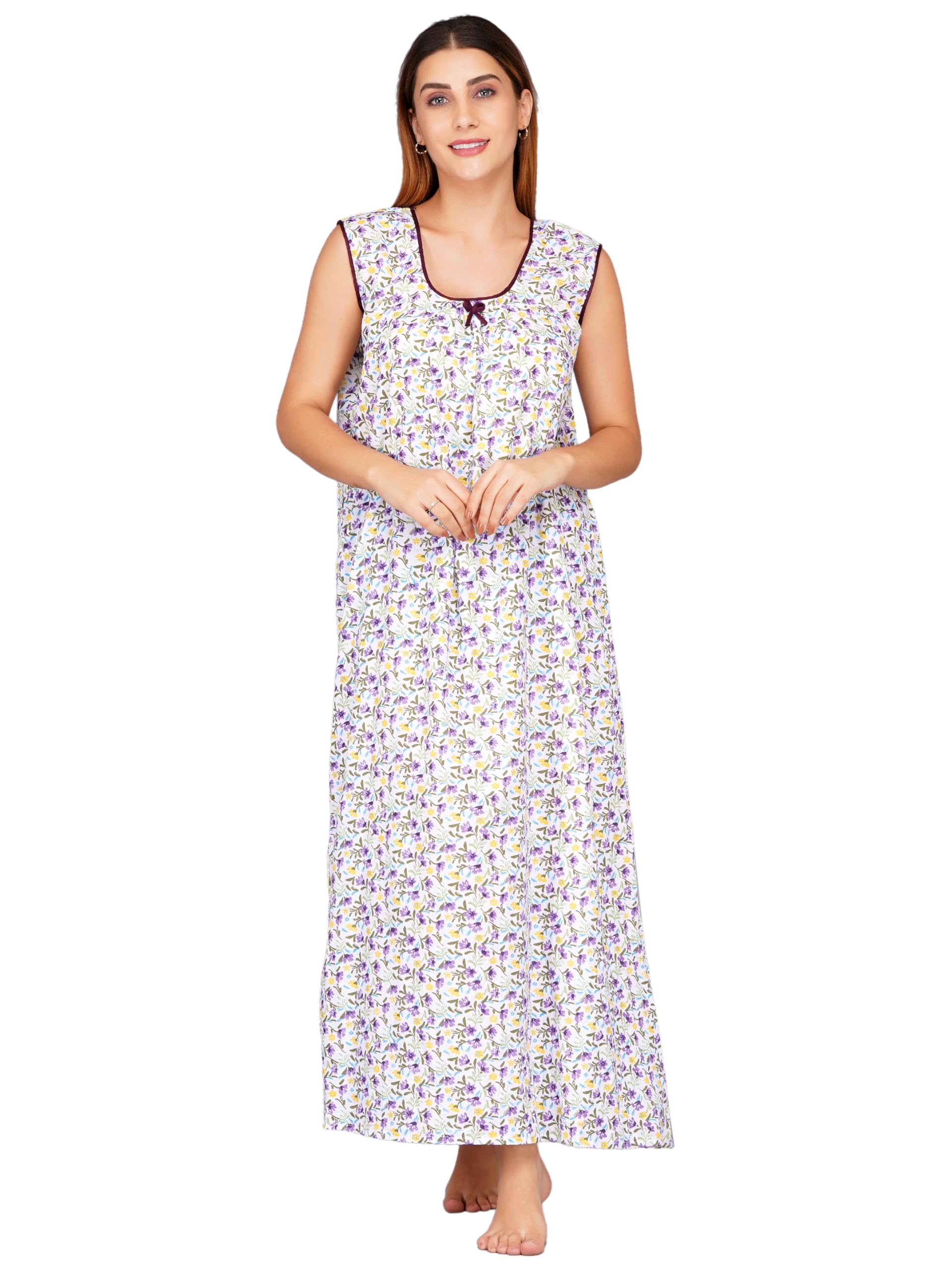 breezly Pure Cotton Nightdress Nighty for Women Multicolour-picture-46