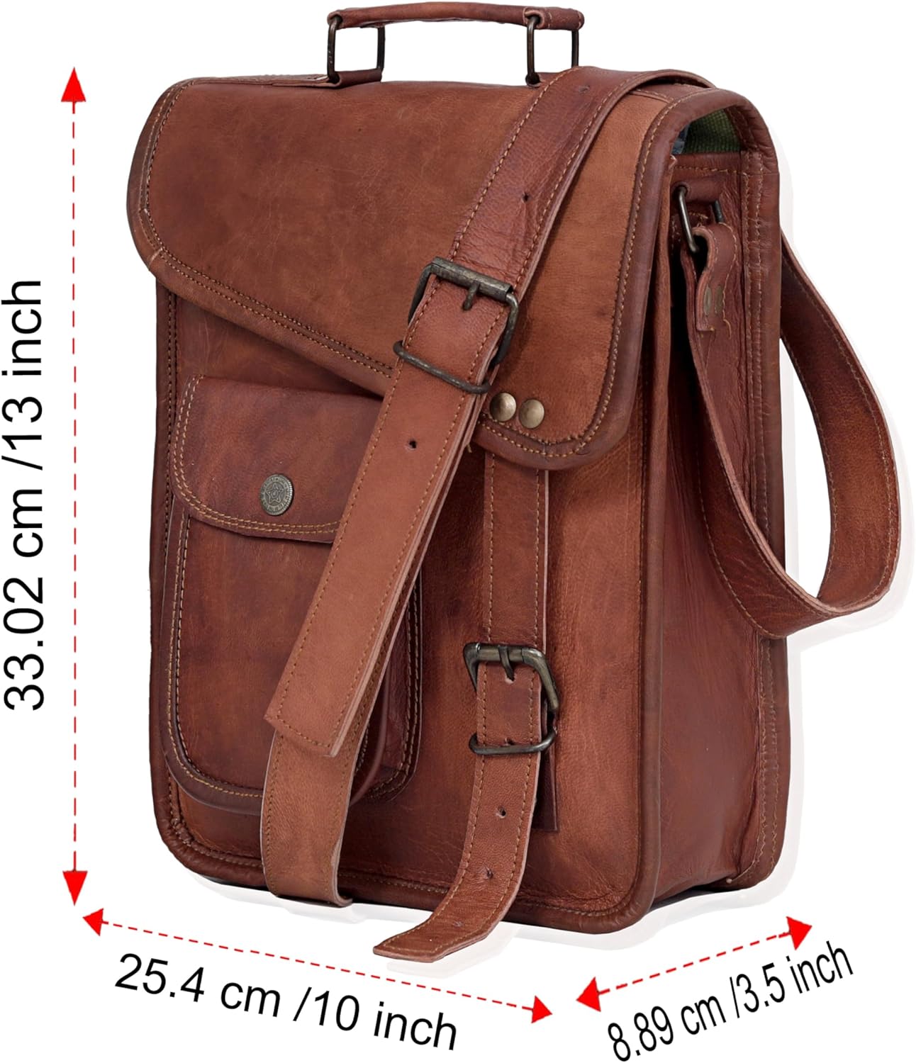 Leather Satchel Tablet Bag Laptop Case Office Briefcase Messenger Gift for Men Computer Distressed Shoulder Bag - Image 8