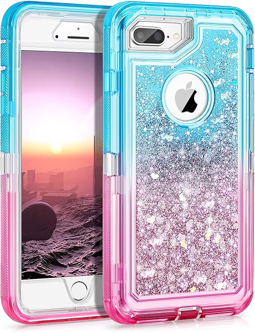 Amazon Com Wesadn Case For Iphone 8 Plus Case Iphone 7 Plus Case For Girls Women Cute Glitter Liquid Protective Bling Heavy Duty Shockproof Gradient Cover For Iphone 8 Plus 7 Plus 6 Plus