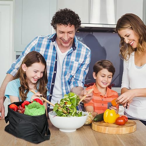 Miniatura 7 de Chumia Paquete de 50 bolsas de comestibles reutilizables, plegables, portátiles, de poliéster, lavables, con asas (negro)