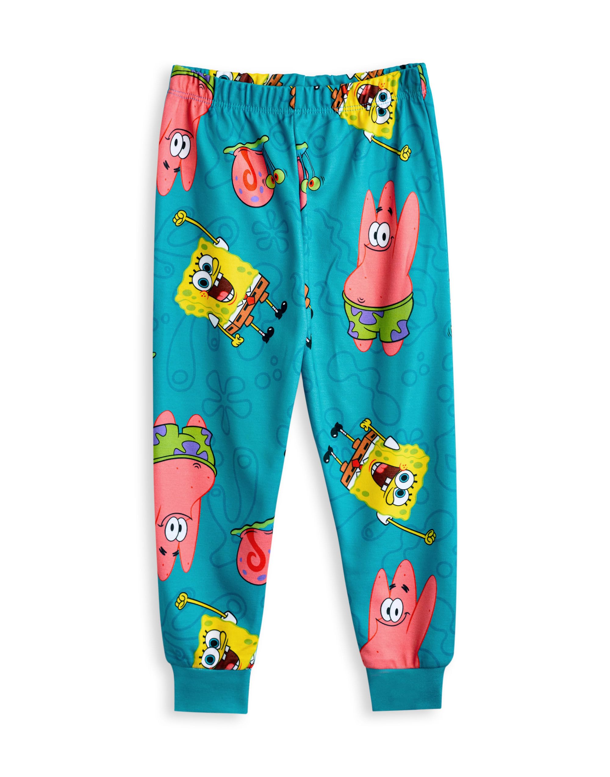 SPONGEBOB SQUAREPANTS Conjunto de Pijama para niños, Paquete de 2 | Camiseta de Manga Larga con gráfico de Personaje en Amarillo y Azul para niño y Pantalones de Pijama de Pernera Larga