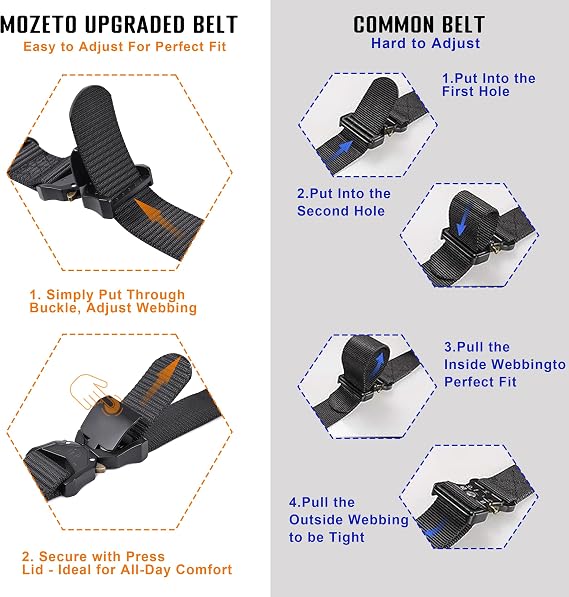 MOZETO Tactical Belt for Men 1.5 Nylon Combat Work Emt Heavy Duty Belt with Quick Release Talon Buckle