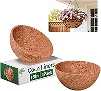 Vista 19 de Halatool 2 forros redondos de coco de 8 pulgadas, 100% fibra de coco natural para macetas, flores, verduras