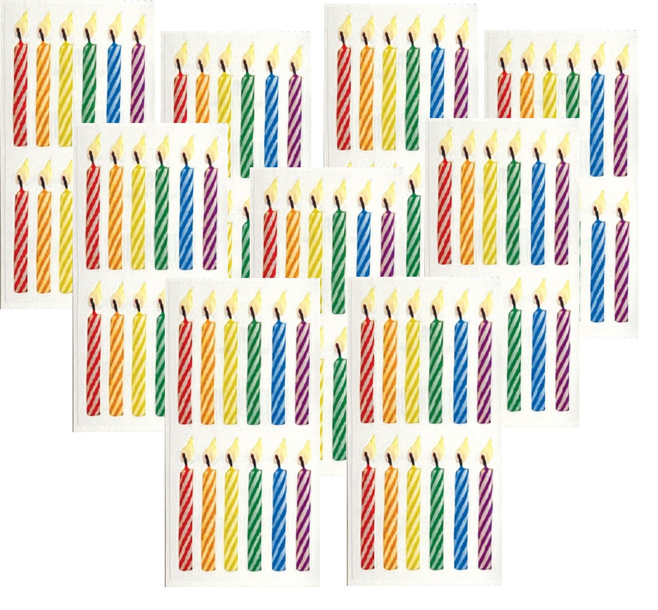 Autocollants d'anniversaire en lot de 3 planches de bougies créatives