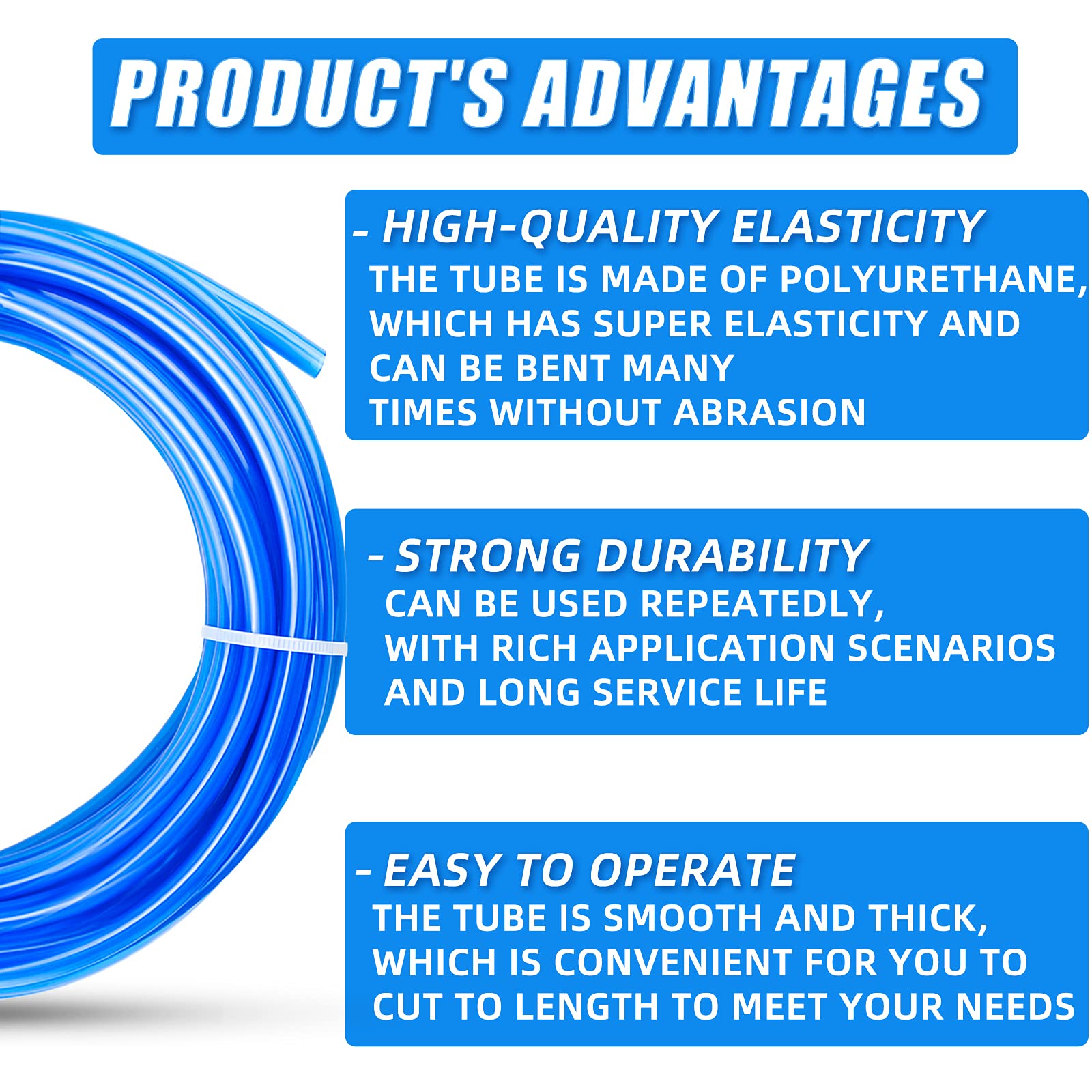 Kit Tuyau Air Polyuréthane 10m Bleu - 8mm OD X 5mm ID Avec 14 Connecteurs - Pour Outils Pneumatiques