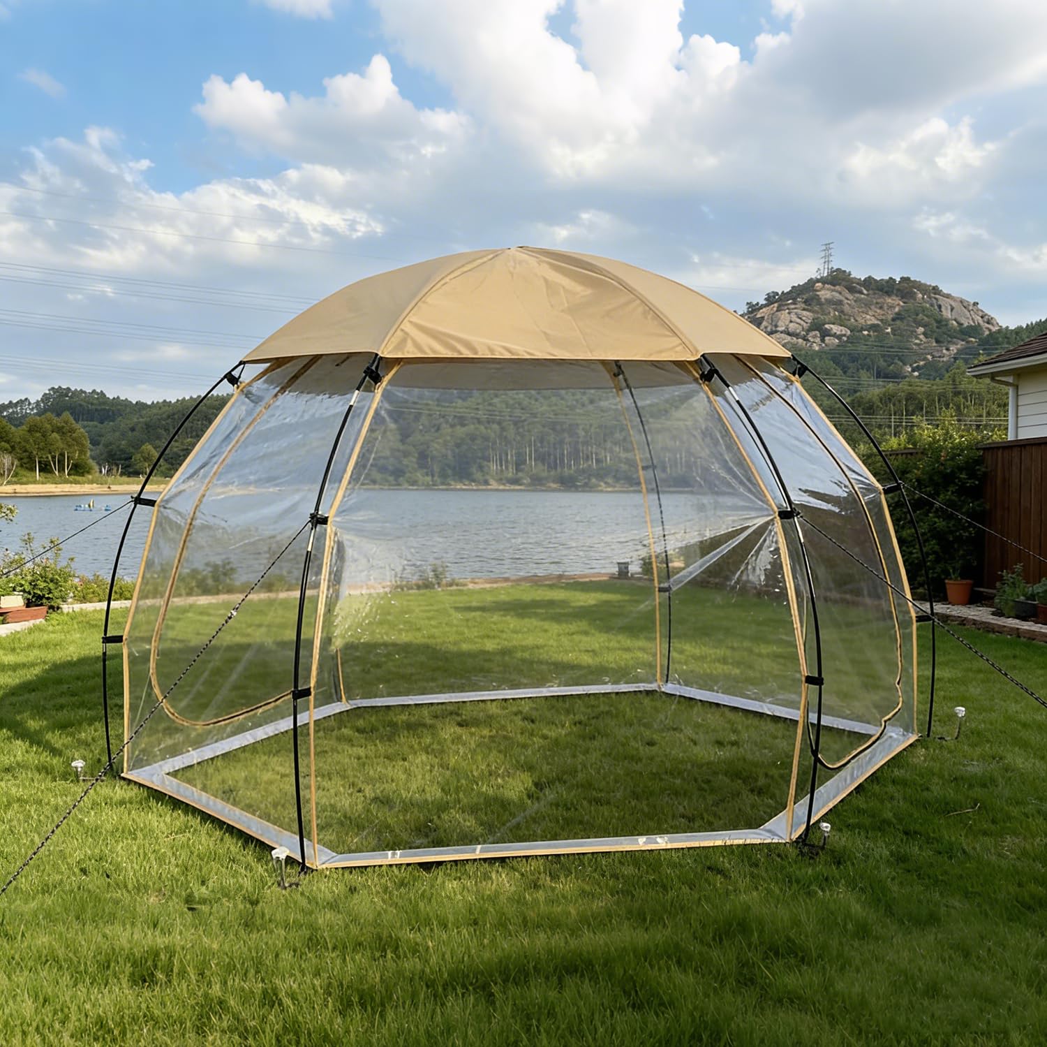 Transparentes Zelt für 4-6 Personen Hemisphärisches Winter-Bubble-Zelt Winddicht, Wasserfest, Warm Einfache Montage Sternenhimmel-Zelt für Garten, Seeseite & Camping