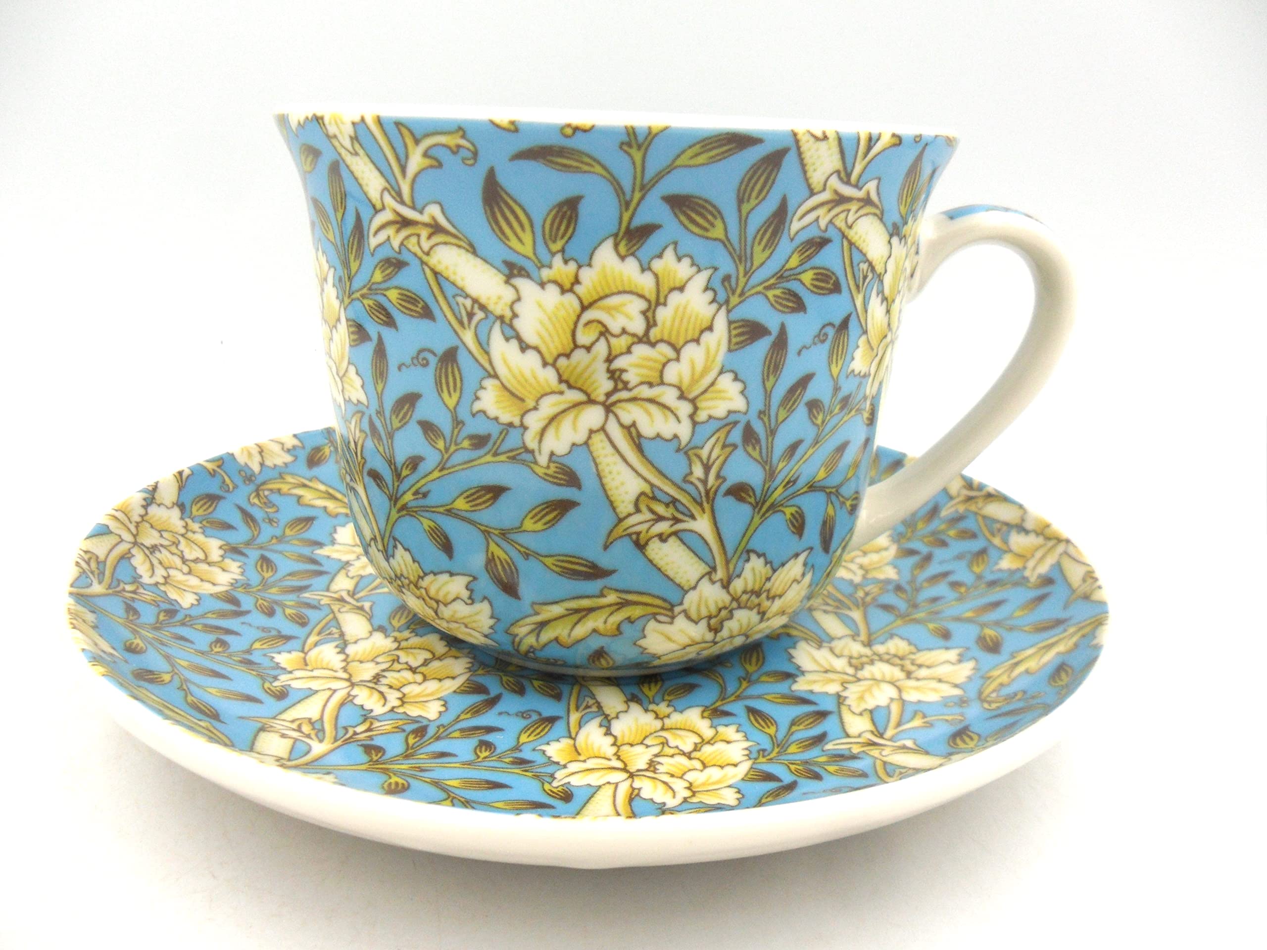 Abbeydale CollectionGift boxed Jumbo Cup and saucer in William Morris blue chrysanthemum design