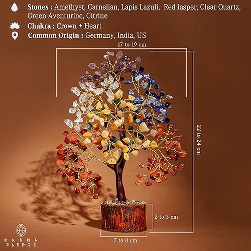 Miniatura 3 de Árbol de la vida de cristal curativo de 7 chakras, árboles bonsái hechos a mano para energía positiva, dinero y buena suerte, árbol para decoración