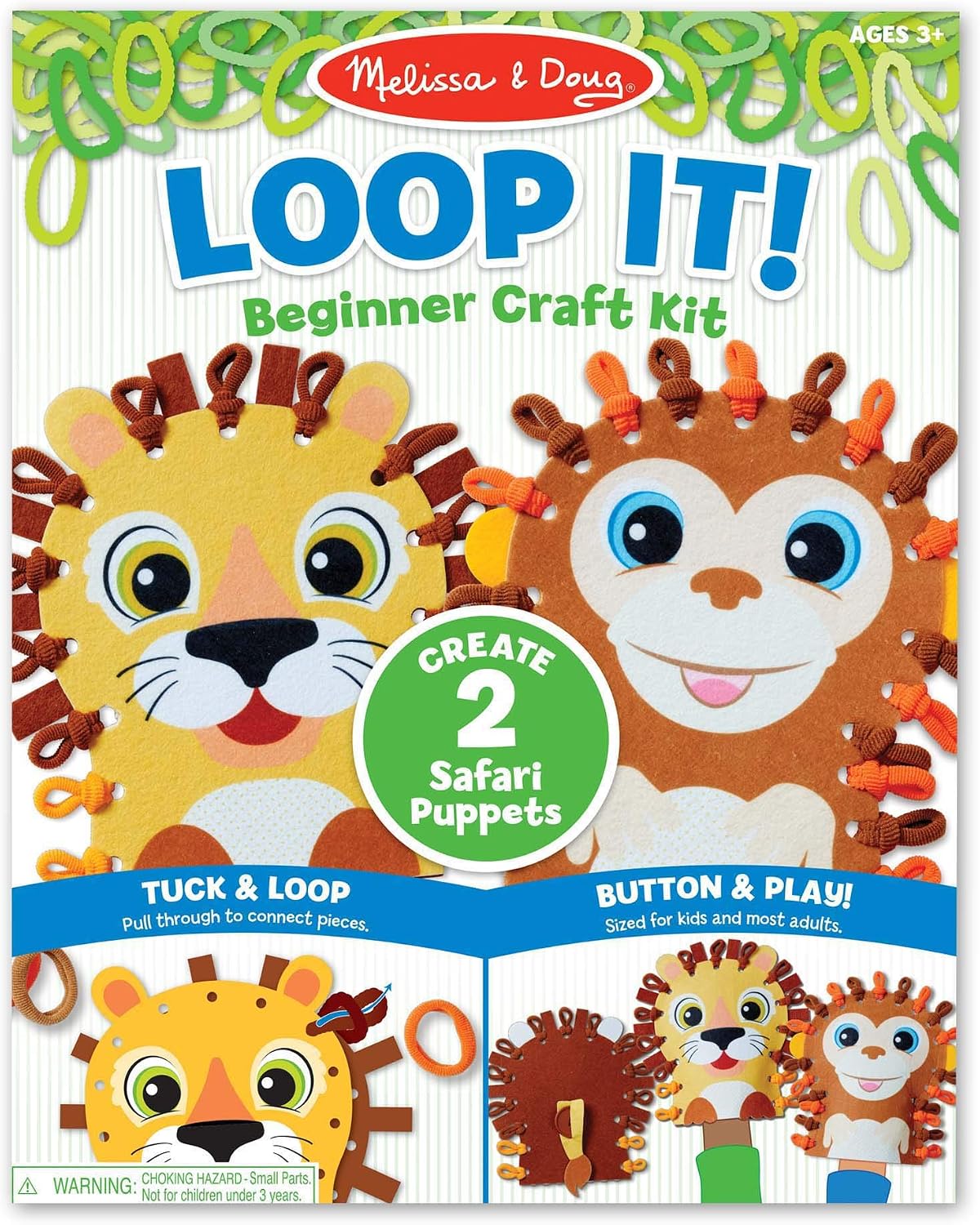 Melissa & Doug Loop It! Safari Puppets Beginner Craft Kit