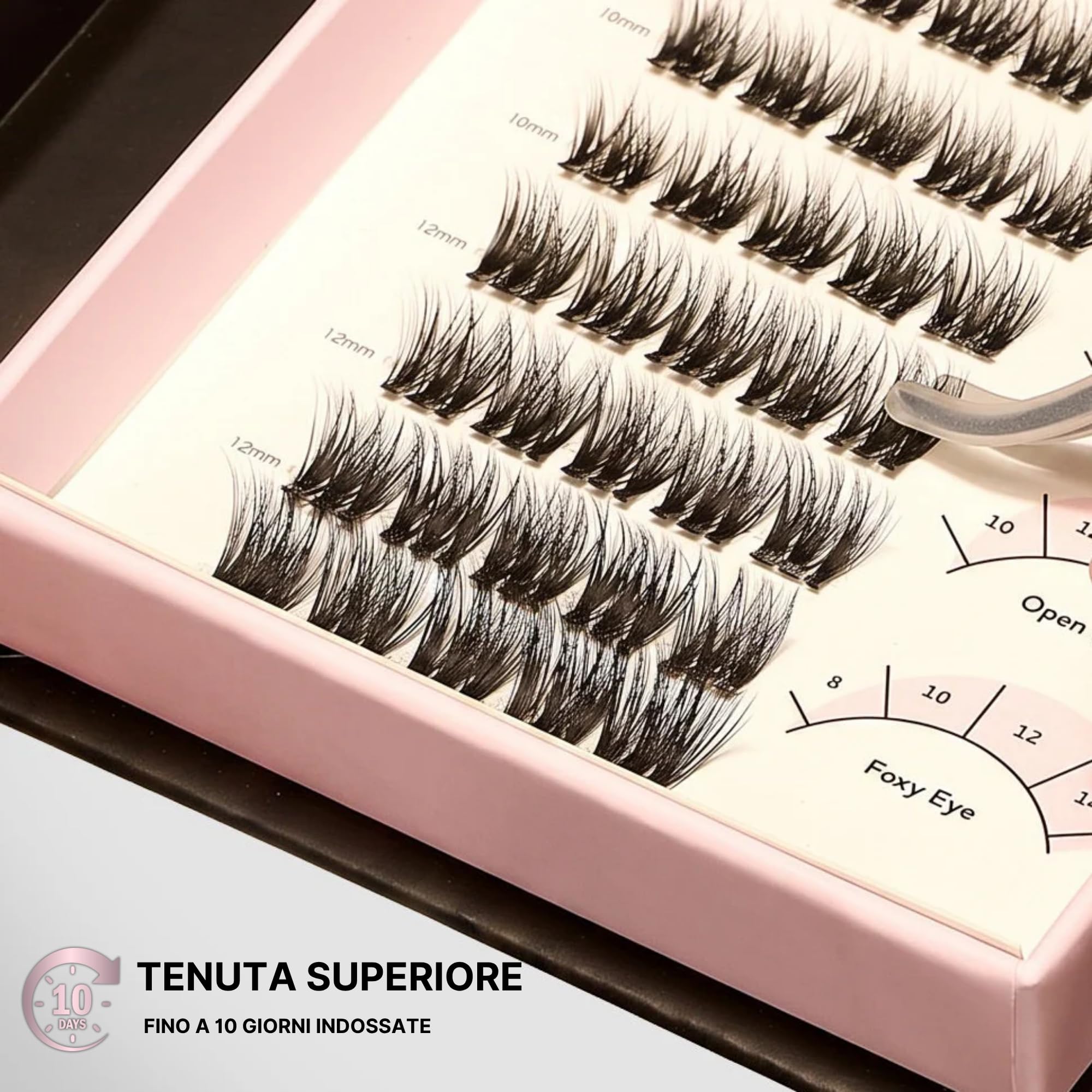 Ciglia Press and Go Natural Autoadesive Lash Cluster | Ciglia Finte Naturali Senza Colla, con Adesivo, Tenuta 10 Giorni, Sotto-Ciglia Invisibile, Leggere Ipoallergeniche Waterproof
