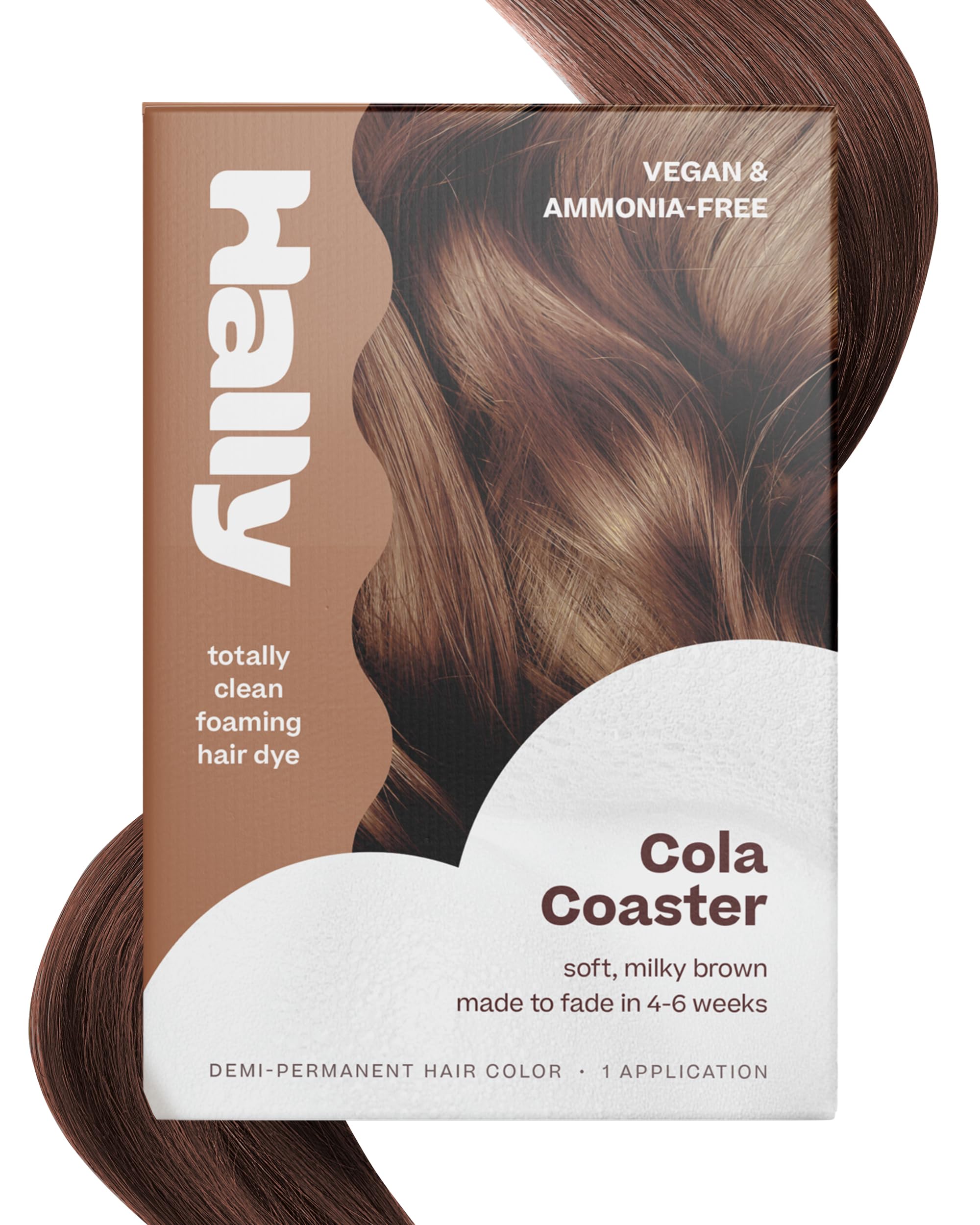 Hally Hair Color Cloud Hair Dye (Cola Coaster) - Demi-Permanent Foam Hair Color for Women & Men - Mess-Free & Long-Lasting Hair Dye Kit, Hair Coloring Products Wash Out in 4-6 Weeks, Vegan